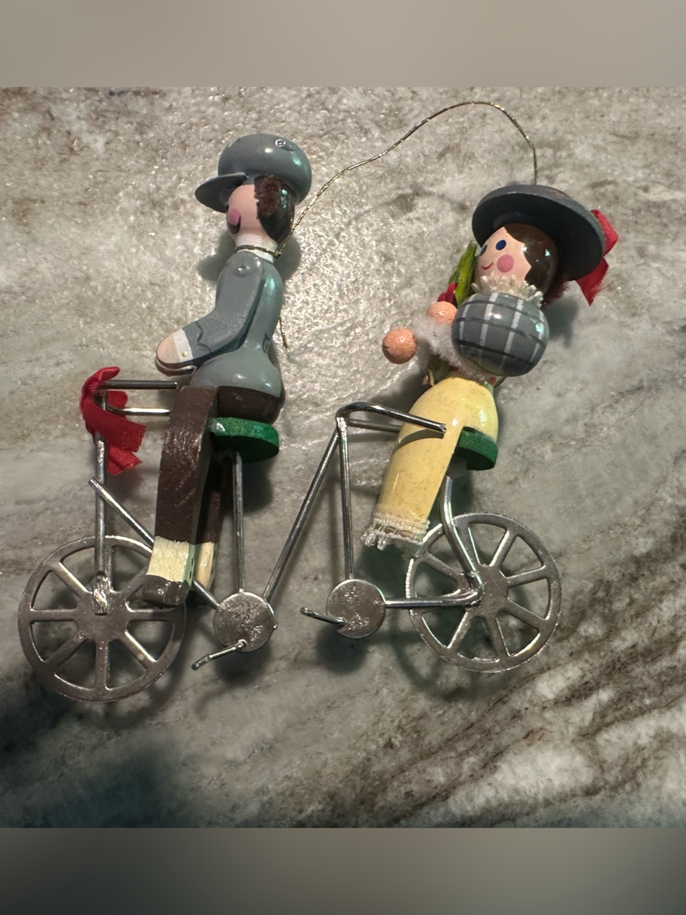 Vtg 1978 Kurt S Adler Christmas Ornament Hand Painted Couple On Tandem Bicycle